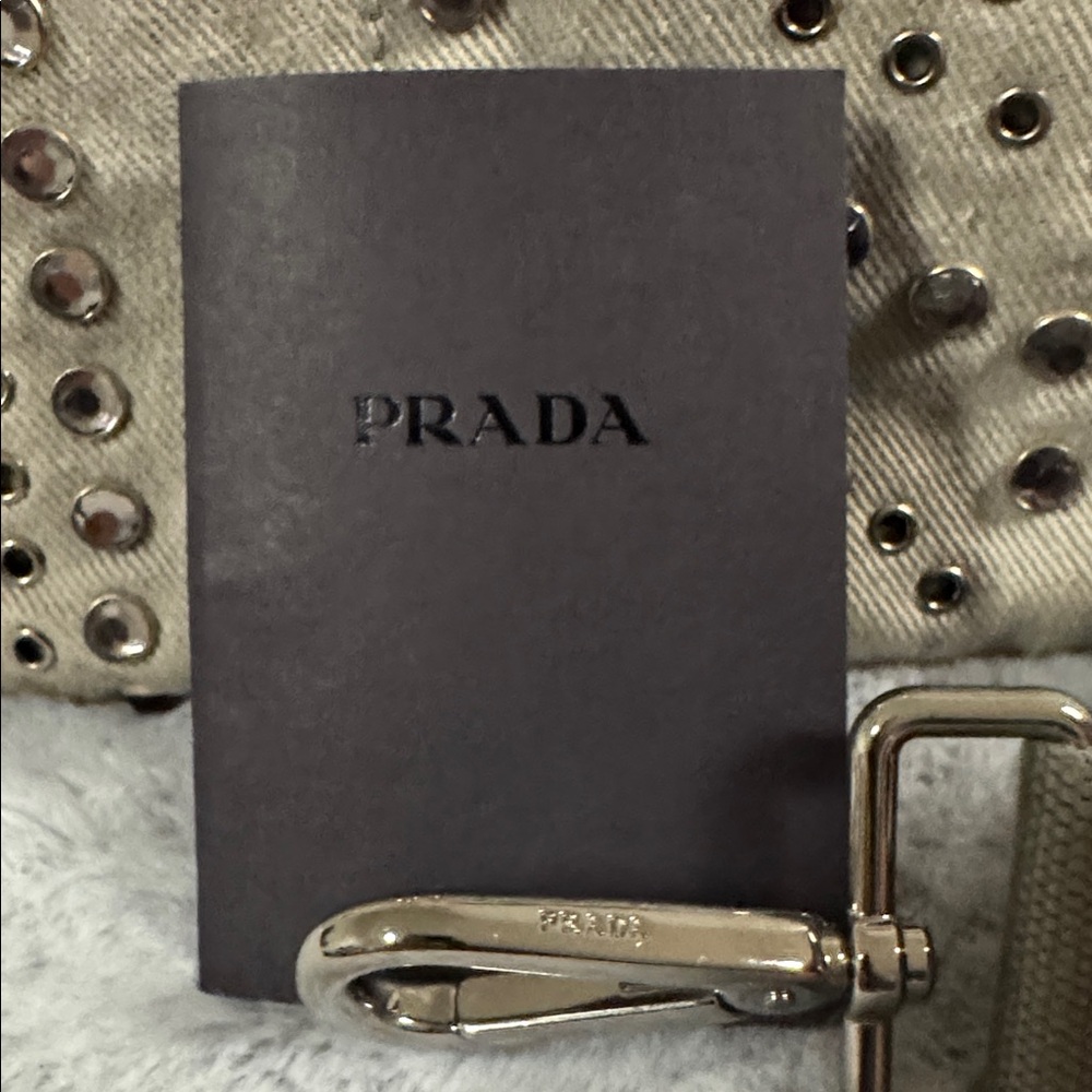 Prada Grey Denim Studded Canapa - Picture 2 of 11